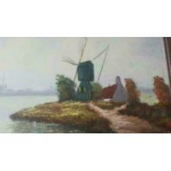 oud schilderij olieverf op doek Kok Hollands landschap
