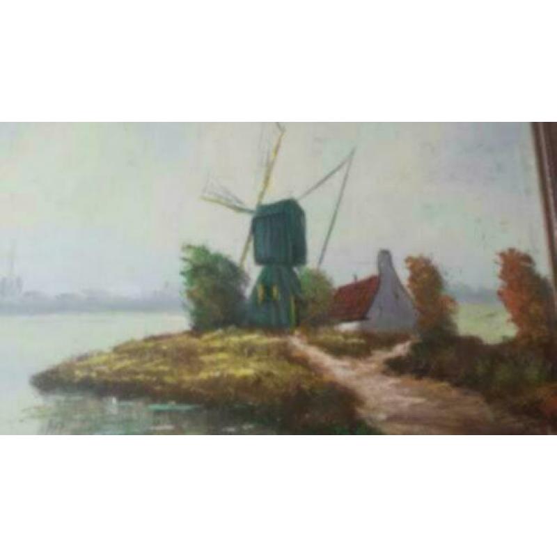 oud schilderij olieverf op doek Kok Hollands landschap