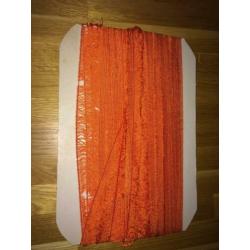 Flosjesband blauw 2,95m, bolletjesband oranje 3m, franjeband