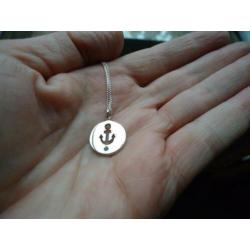 echt zilveren ketting zilver cirkel met anker en steentje