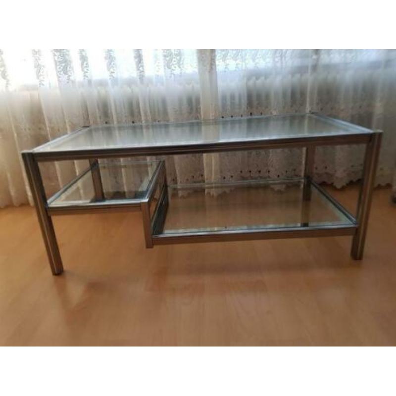 Heel mooie glazen salon-tafel bovenblad 107 bij 57 hochte44
