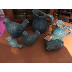 turquoise beeldjes +lampje