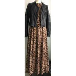 *CO COUTURE* lange jurk mt M ZGAN panter print mesh stretch