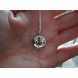 echt zilveren ketting zilver cirkel met anker en steentje