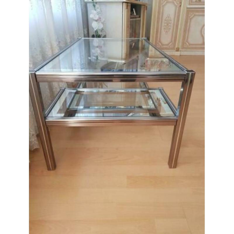 Heel mooie glazen salon-tafel bovenblad 107 bij 57 hochte44