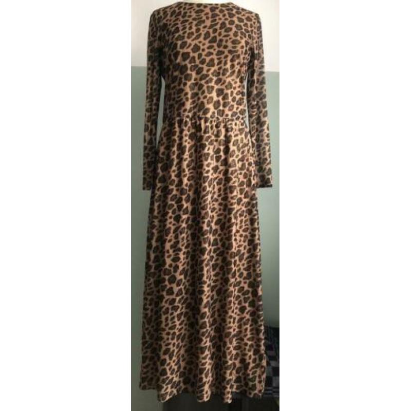 *CO COUTURE* lange jurk mt M ZGAN panter print mesh stretch