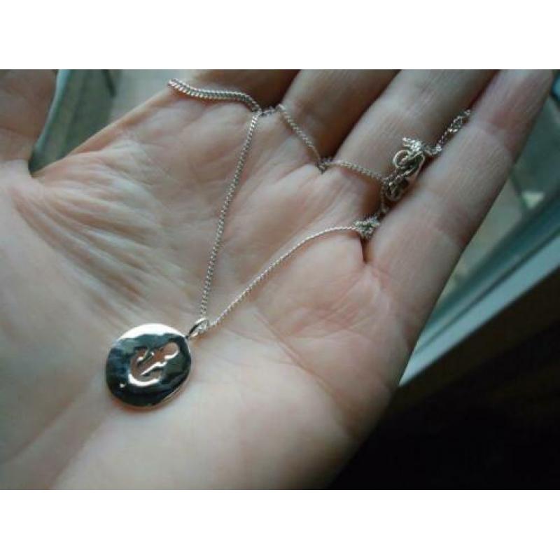 echt zilveren ketting zilver cirkel met anker en steentje