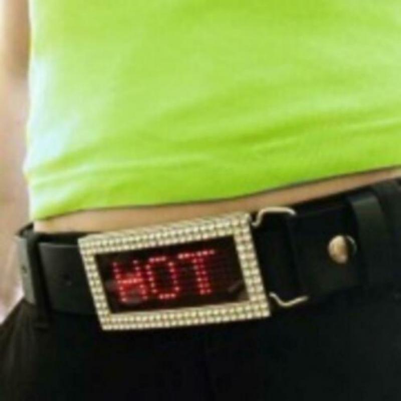 Led matrix gespen met riem + petten, feestartikel, OPRUIMING