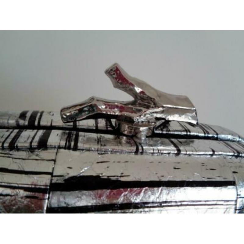 Diane von Furstenberg Clutch, zilver leer, origineel, Nieuw