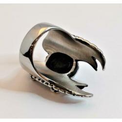 Stalen Schedel Ring met Knekels en Vleugels. Nr. 1801051