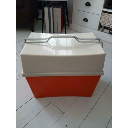 Retro koelbox Curver oranje beige met hengsels