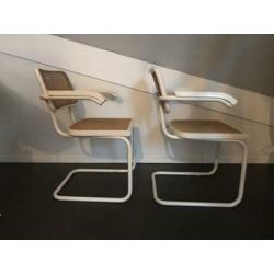 Sledestoelen met rieten rug en zitting (opknappers)