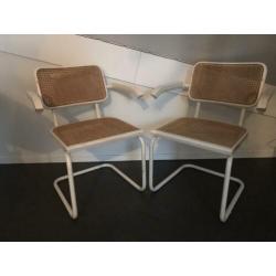 Sledestoelen met rieten rug en zitting (opknappers)