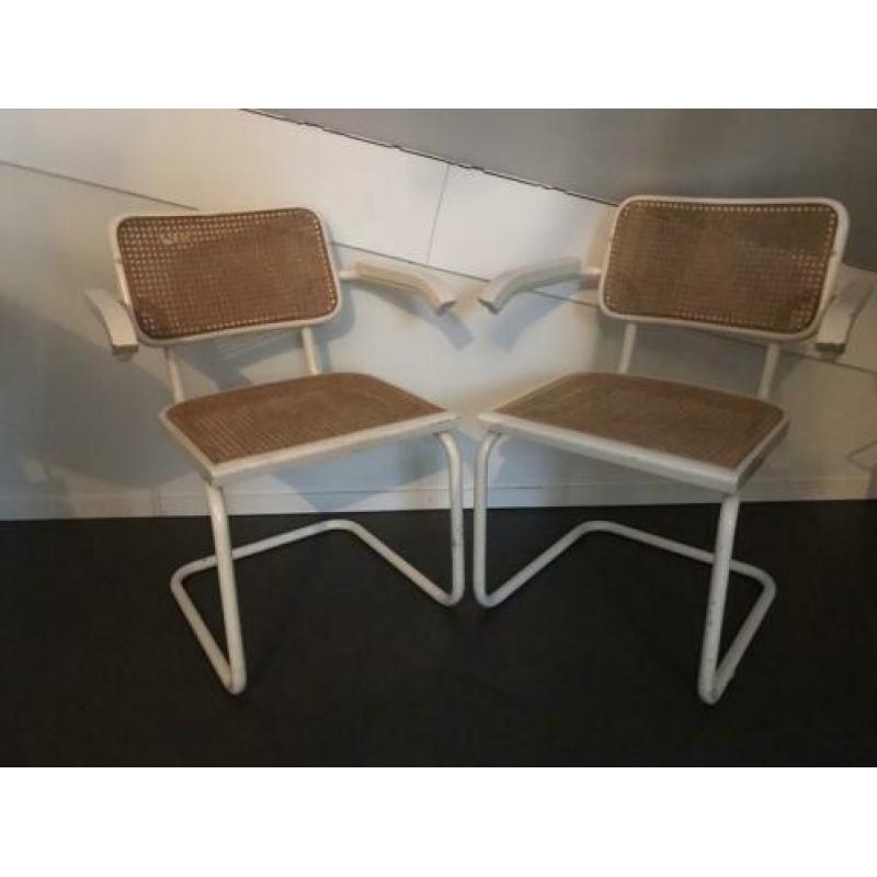 Sledestoelen met rieten rug en zitting (opknappers)