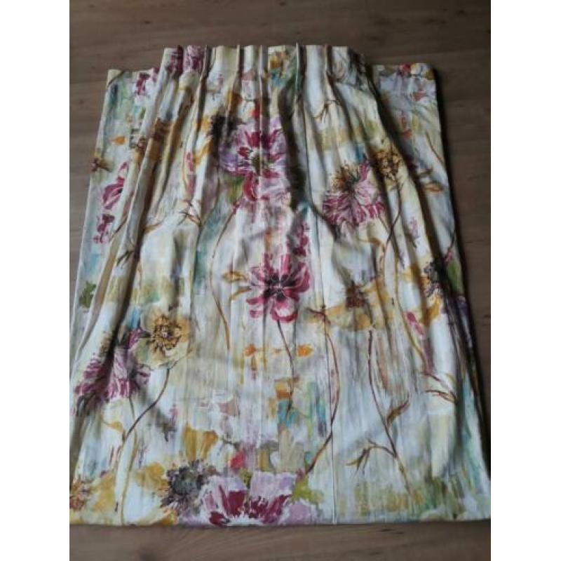 linnen vintage look gordijnen 5.20 br 270 hoog roze geel