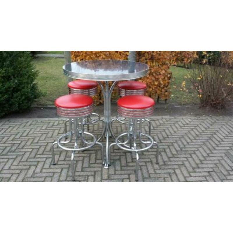 Bel Air 4 Amerikaanse barkrukken bar tafel fifties sixties