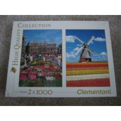 Puzzel - Clementoni - Brussel en Hollandse molen 2 x 1000