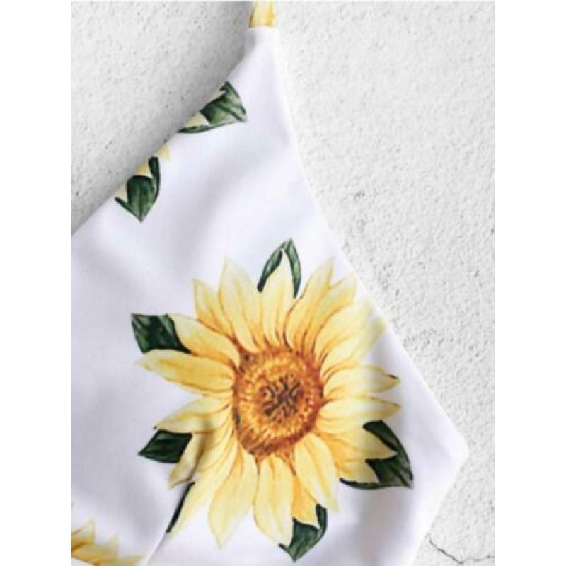 ZAFUL Sunflower Criss Cross Bikini Set - S