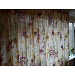 linnen vintage look gordijnen 5.20 br 270 hoog roze geel