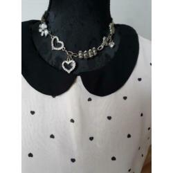 lief topje top met hartjes en kraagje FBSISTER maat L valt M