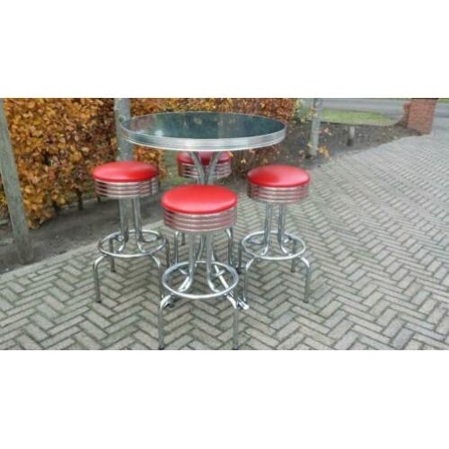 Bel Air 4 Amerikaanse barkrukken bar tafel fifties sixties