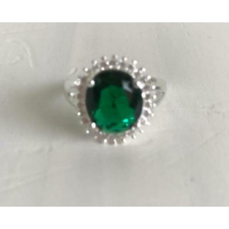 Ring met Groene Steen maat 18, NIEUW! GRATIS VERZENDEN!
