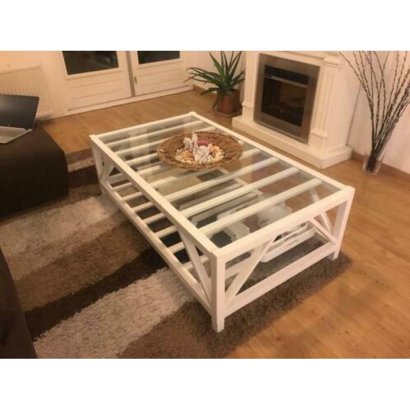 Landelijke wit houten salontafel