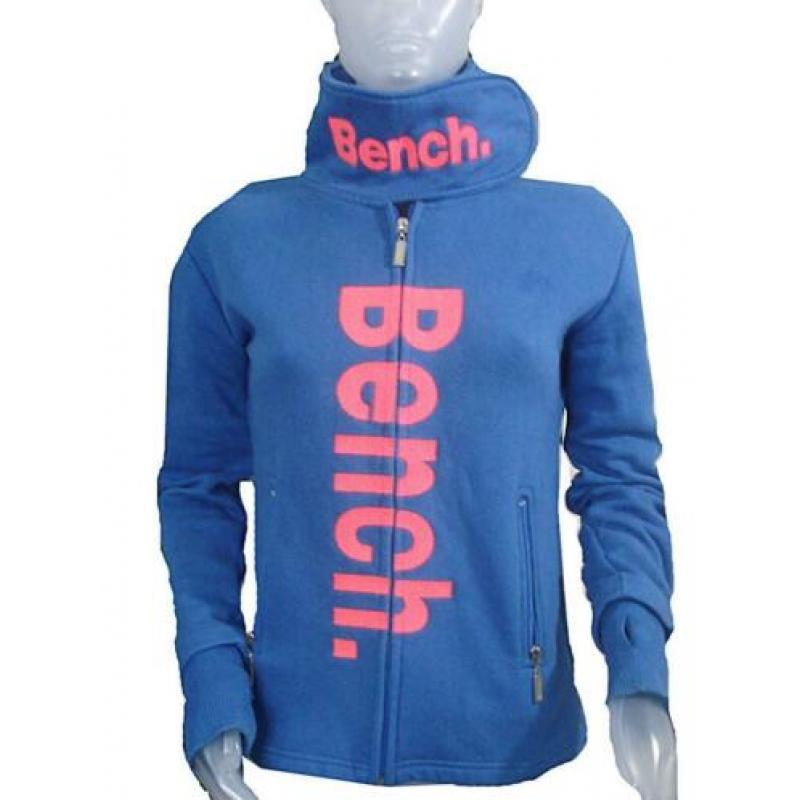 BENCH sweatvest blauw hoge kraag mt S