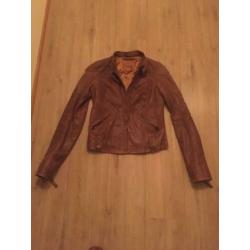 Leren biker bruin maat S