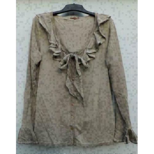 CARBONE woman lever/grijs blouse mt L