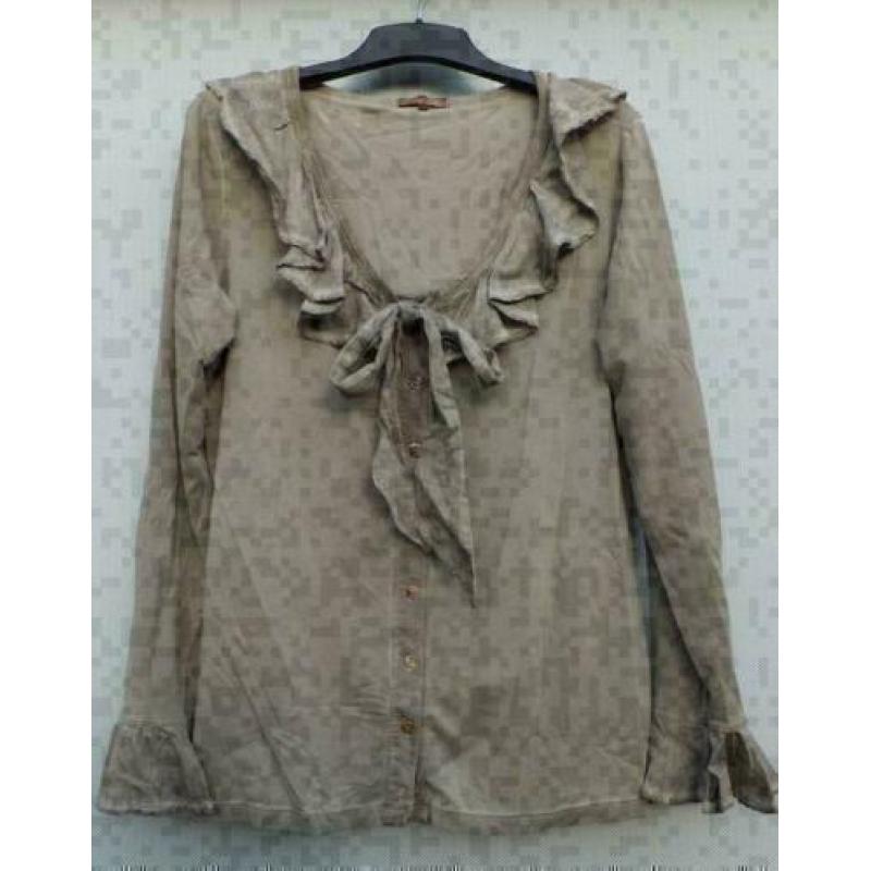 CARBONE woman lever/grijs blouse mt L