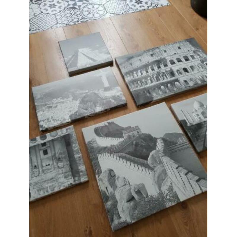 Hout frames met canvas zwart/wit fotos