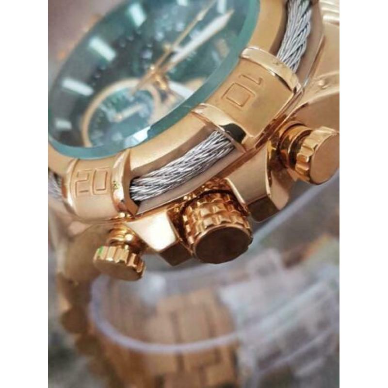 Invicta New style Bolt #25869 51mm goud met groen nieuw