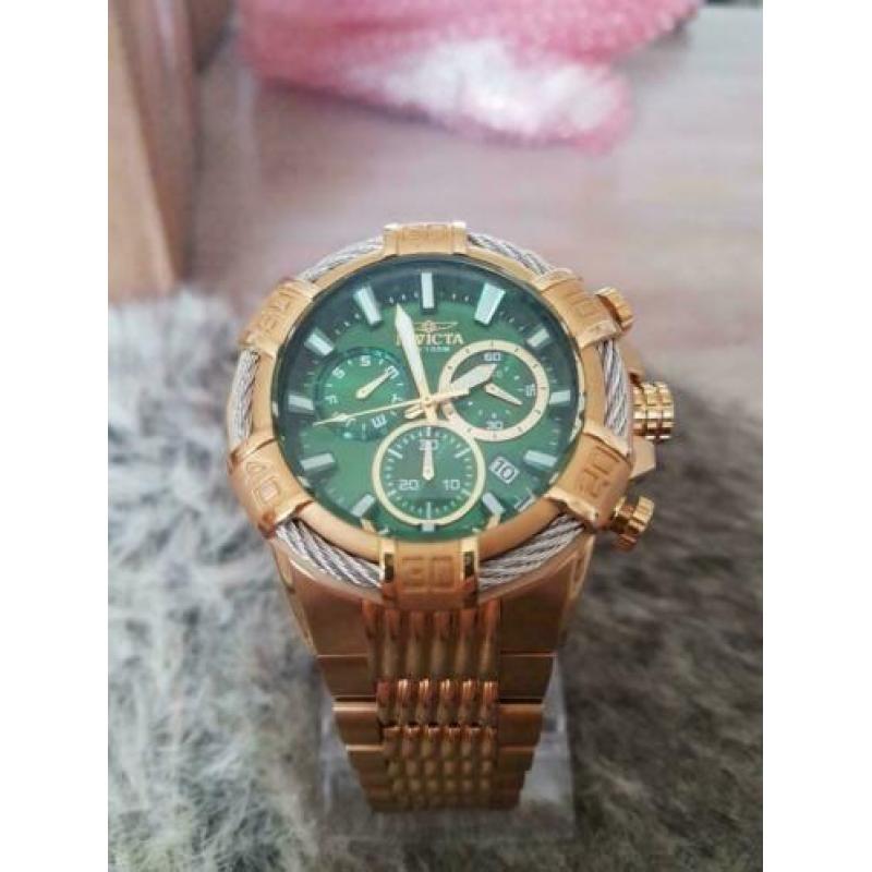Invicta New style Bolt #25869 51mm goud met groen nieuw
