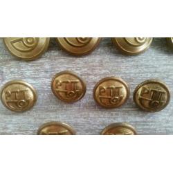 Vintage retro ouderwetse ptt knopen 4 grote 6 kleine