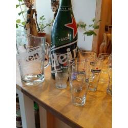 Heineken glazen,pitcher, fles, laars, blik