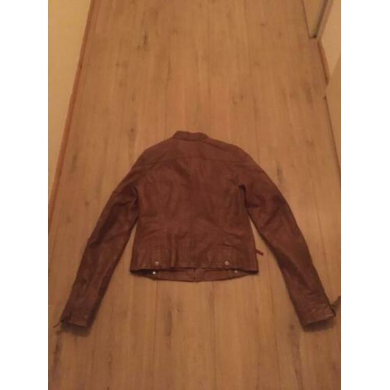 Leren biker bruin maat S