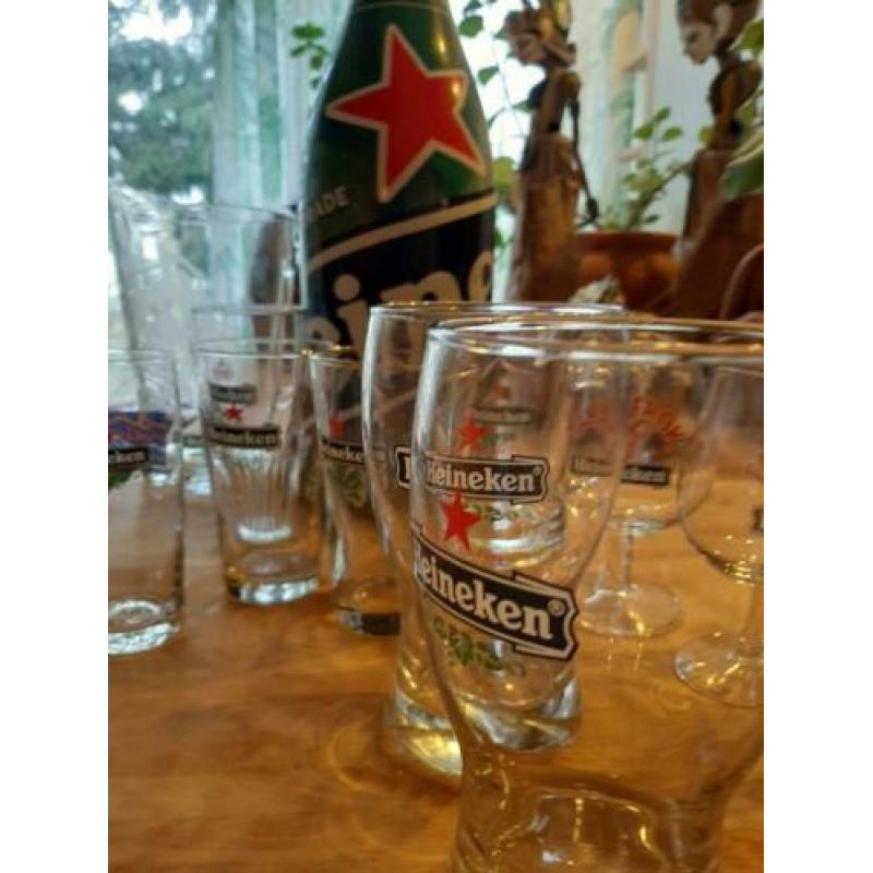 Heineken glazen,pitcher, fles, laars, blik