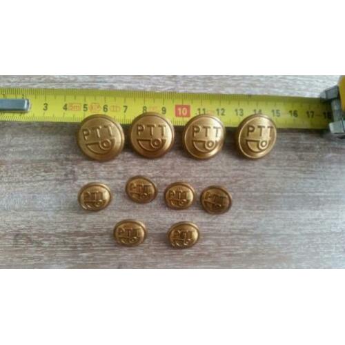 Vintage retro ouderwetse ptt knopen 4 grote 6 kleine
