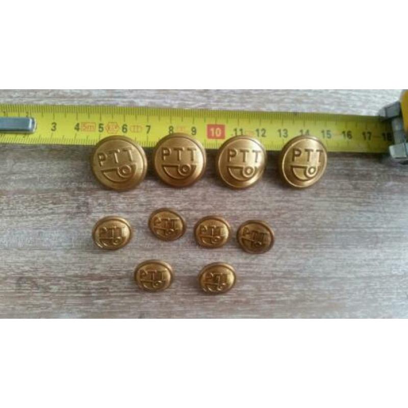 Vintage retro ouderwetse ptt knopen 4 grote 6 kleine