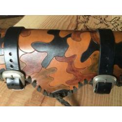 Camouflage leren motor toolrol, handgemaakt!
