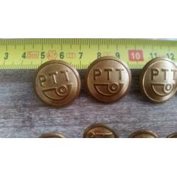 Vintage retro ouderwetse ptt knopen 4 grote 6 kleine