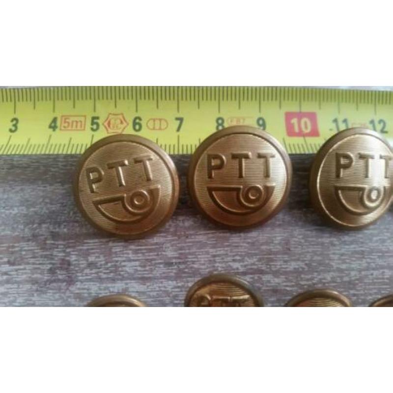 Vintage retro ouderwetse ptt knopen 4 grote 6 kleine