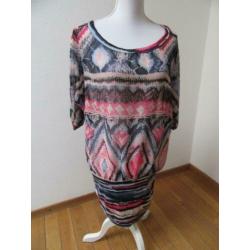 M18 wijd tuniek shirt ETAM roze blauw zwart maat 40