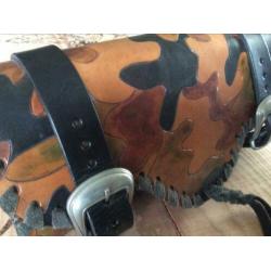 Camouflage leren motor toolrol, handgemaakt!