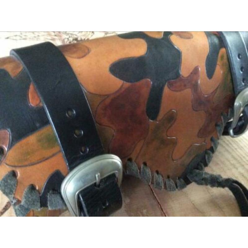 Camouflage leren motor toolrol, handgemaakt!