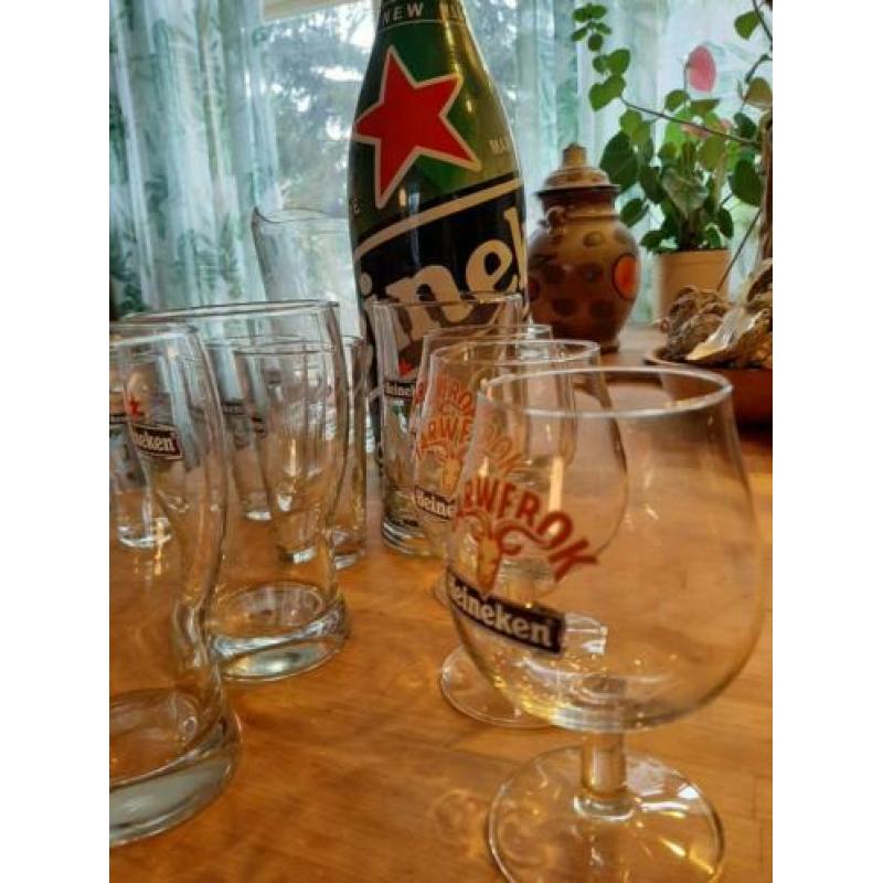 Heineken glazen,pitcher, fles, laars, blik