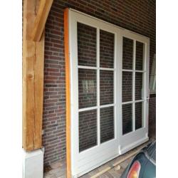Hardhouten schuifpui B220 H250 dubbel glas