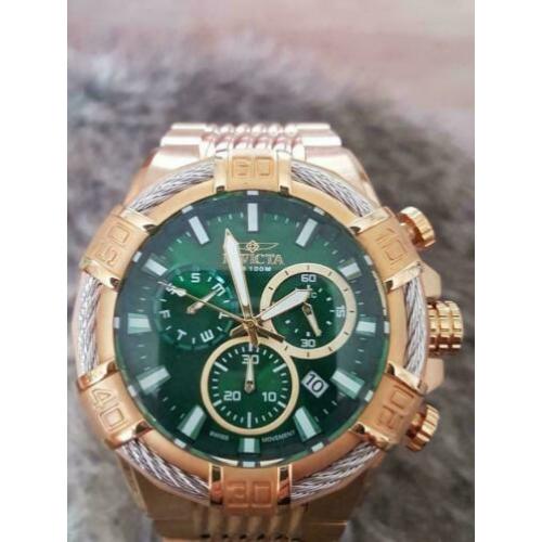 Invicta New style Bolt #25869 51mm goud met groen nieuw