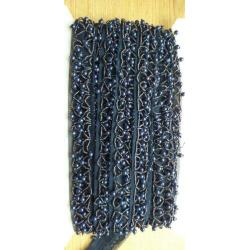 Donker blauw/ richting paars kant met kraaltjes 5 meter